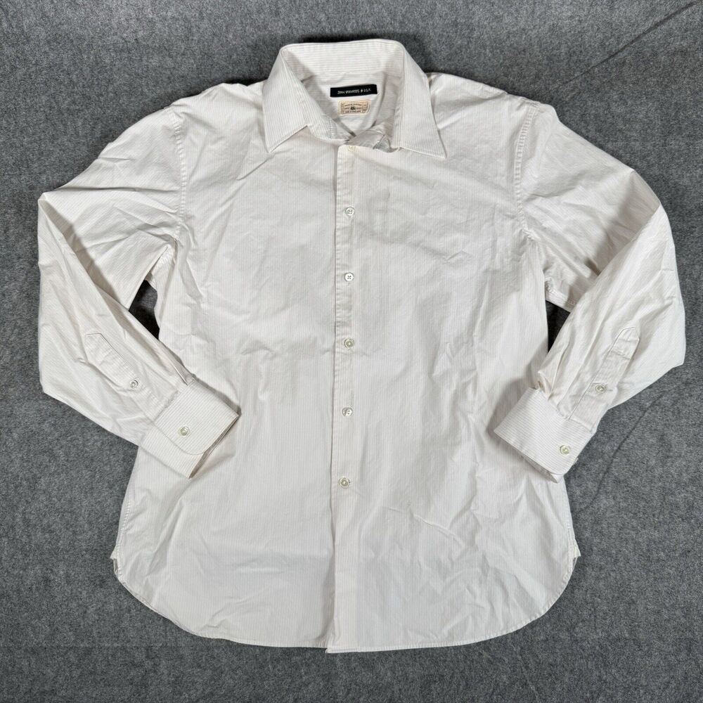 John Varvatos USA Button Up Shirt Mens Long Sleeve White Casual Size 16 Regular